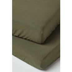 Homescapes Soft Linen Fitted Cot Bed Sheet Green (120x60cm)