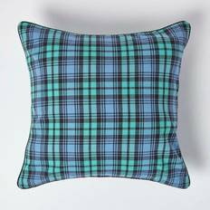 Homescapes Tartan Cushion Cover Blue, Black