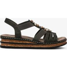 Rieker Gemstone Embellished Strappy Sandals - Gray