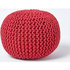 Red Round Knitted Footstool