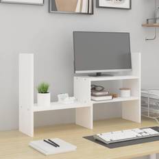 vidaXL Skærmholder 39-72 x 17 x 43 cm Massivt Fyrretræ Hvid TV-bord