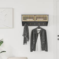 vidaXL black Wardrobe with Engineered Coat Hook