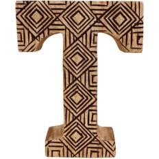 Geko Hand Carved Wooden Geometric Letter T