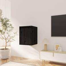 vidaXL 30 x 30 x 40 cm Massivt Fyrretræ Sort Vægskab