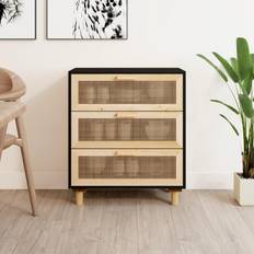 vidaXL Black Solid Wood Pine Sideboard