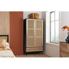 Rattan Furniture Birlea Croxley Black/Natural Wardrobe 90x180cm