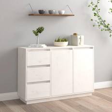 Madie saldi vidaXL Credenza Bianca 111x34x75 cm In Legno Massello di Pino Madia