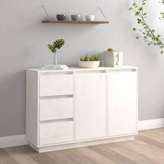 vidaXL Dressoir Massief Grenenhout Wit 111 x 34 x 75 cm