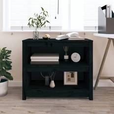 vidaXL 80 x 35 x 68 cm Massivt Fyrretræ Sort Bogreol