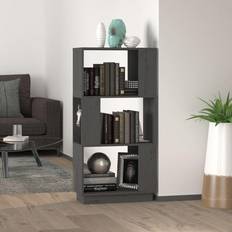 vidaXL Rumdeler 51 x 25 x 101 cm Massivt Fyrretræ Grå Bogreol