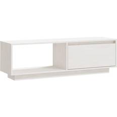 vidaXL Massivt Fyrretræ Hvid 110 x 30 x 33,5 cm TV-bord