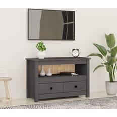 vidaXL 79 x 35 x 52 cm Massivt Fyrretræ Grå TV-bord