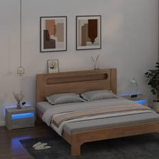Led bedside table vidaXL Cabinets 2 LEDs Bedside Table
