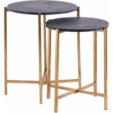 Oro Mesas nido Hill Interiors Marble Tables Gold Black Set of 2 Mesa nido