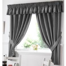 Alan Symonds Gingham Kitchen Curtains Black Pelmet