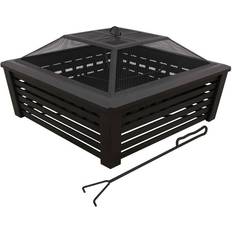 35" Square Outdoor Fire Pit Black