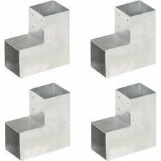 vidaXL Stolpebeslag L-form 4 stk 101x101 mm galvaniseret Metal