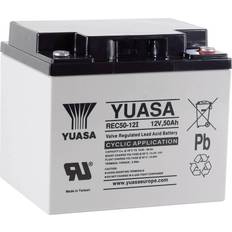 12v 50ah batteri Yuasa REC50-12 YUAREC5012 Blybatteri 12 V 50 Ah Bly AGM B x H x D 197 x 175 x 165 mm M5-skruvanslutning Låg självurladdning, Låg underhållning