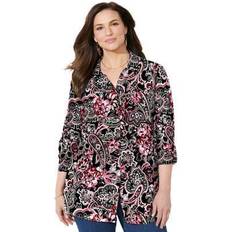 Catherines Plus Women's Timeless Blouse in Black Paisley Floral Size 4X