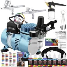 Power Tools Airbrush Cool Runner II Dual Fan Air Compressor Professional Airbrushing System Kit