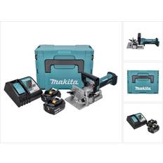 Makita Batterie Gabarits de Biscuit Makita DPJ 180 RFJ Sans Fil 18V 100 mm + 2x Batteries 3,0 Ah