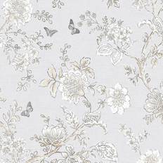 Wallpapers Norwall Butterfly Toile Wallpaper Grey