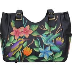 Anna by Anuschka Damen Schultertasche aus echtem Leder, Paradise Black, Einheitsgröße