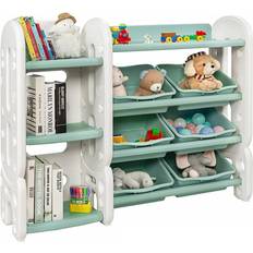 Storage Boxes Costway Kids Toy Storage Organizer w/Bins & Multi-Layer Shelf for Playroom