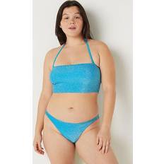 PINK Swimwear PINK Shimmer Brazilian Bottom, Blue, Women's Bottoms