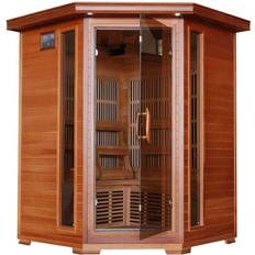 Sauna Accessories Heatwave 3-Person Cedar Corner Infrared Sauna with 7 Carbon Cedar