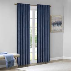 Navy blue velvet curtains 510 Design Garett Room Darkening Poly Velvet Rod