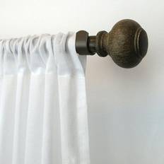 Elrene Rhinebeck Adjustable Curtain Rod with Faux Wood Ball Finials, 48-86