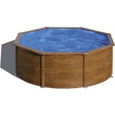 Piscines Hors Sol Gre Kit piscine hors-sol pacific acier décor bois ronde 350 x h120 cm