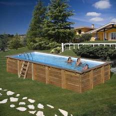 Holzpool Gre Braga Holzpool Set, 815x420x146cm, rechteckig, Sandfilteranlage