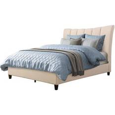 Cream bed frame CorLiving Orchid Garvin Vertical Channel-tufted Bed Frame Cream