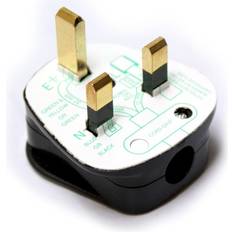 Travel plug adapter Loops Black 3 Pin uk Mains Plug 5A 240V bsi Approved Fuse Fused Power Wall