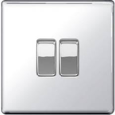 BG Chrome 10A 1 Gang 2 Way Plate Switch Grey
