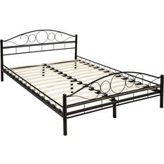 Rangement Intégré Lits et Matelas tectake Lit Design Moderne Avec Sommier 200 x 140 cm - Noir/Noir