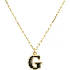 Initial Enamel Necklace Gold
