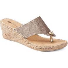 White Mountain Shoes Beachball Women's Espadrille Wedge Sandal, Ltgold/Glitter/Fab