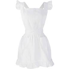 Monochrome Aprons White retro adjustable ruffle Apron White