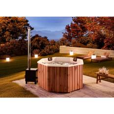 Système de Jets Jacuzzis Gartenhaus Jacuzzi Bain Nordique Copenhague Edition Spa Gris Bois Thermique 200 x cm