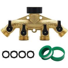 Hose Connectors ATDAWN 4 Way Brass Hose Splitter 3/4 Hose Manifold Garden