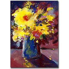 Interior Details Trademark Fine Art 'Yellow Flowers' Golden Painting Print on Framed Art