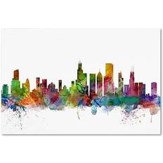 Interior Details Trademark Fine Art 'Chicago Illinois Skyline' Graphic Print on Wrapped Wall Decor