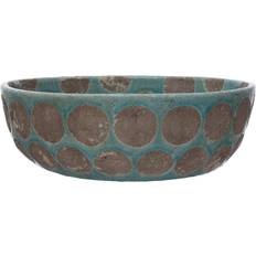 Multicolored Bowls 16" Terra-Cotta with Wax Relief Dots Hello