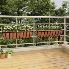 VidaXL Stål Krukker vidaXL Blomsterkurve væg 2 stk. kokosfiberindsats 61x19x16 stål Krukke