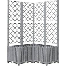 vidaXL light grey, 80 Garden Planter with Trellis PP Raised Bed