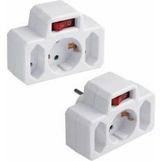 zwischenstecker 3-fach, euro/schuko, weiß schalter 2er pack