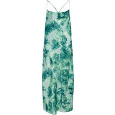 Object Strappy Midi Dress - Green Abstract Print